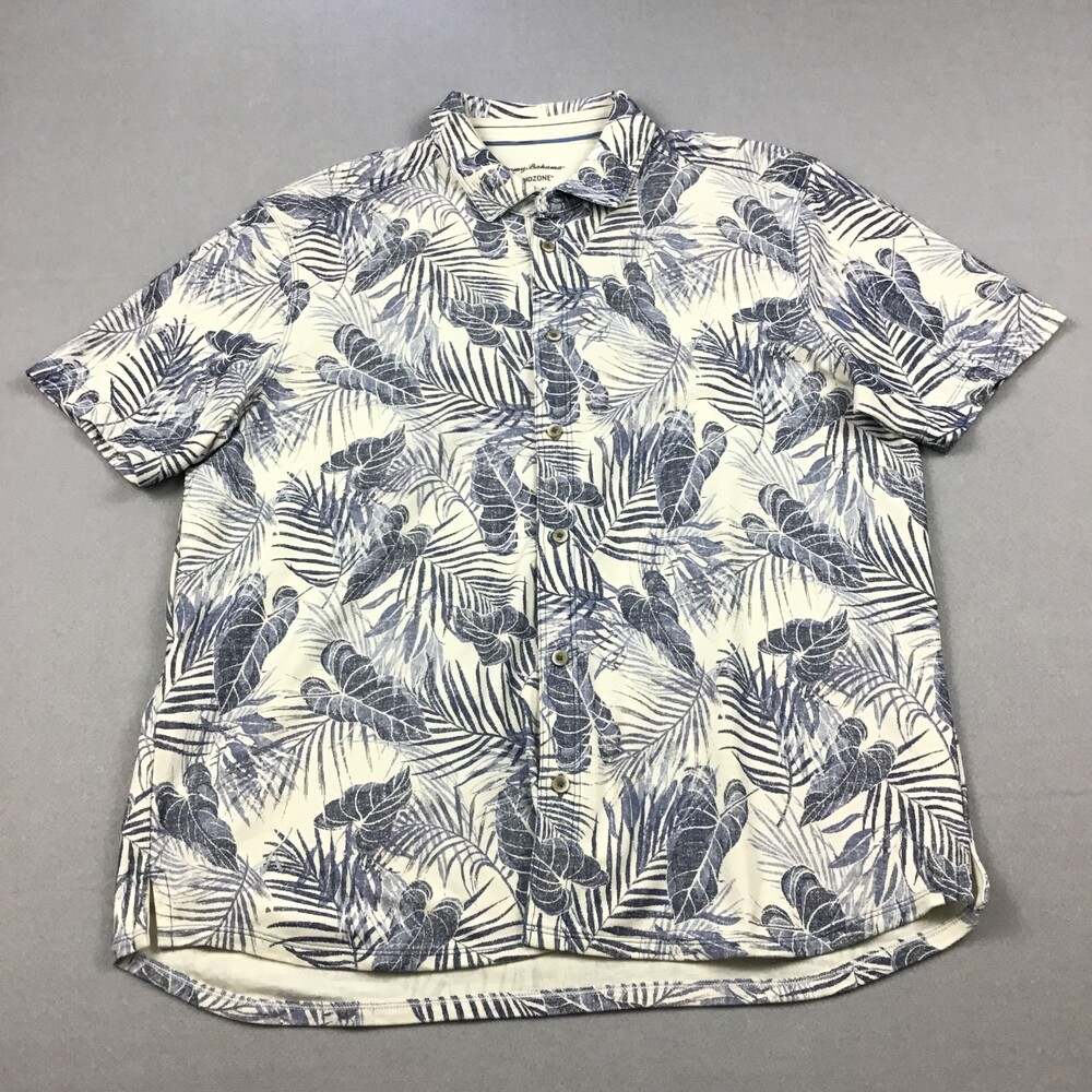 Tommy Bahama Shirt Men Extra Large Blue Floral Island Zone Camp Hawaiian Supima